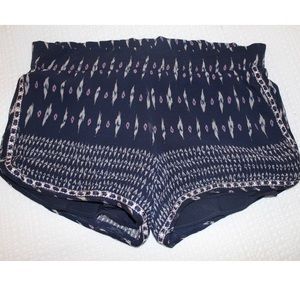 Joie Small Navy Blue Silk Printed Shorts